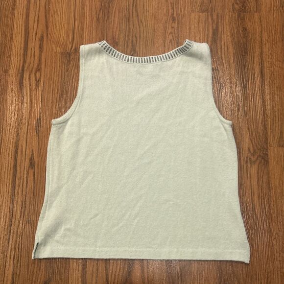 St John Top Womens Medium Mint Green Santana Knit Scoop Neck Sleeveless Tank - Picture 5 of 5